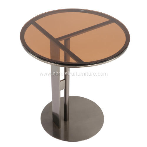 Living Room Transparent Brown Glass Top Coffee Table